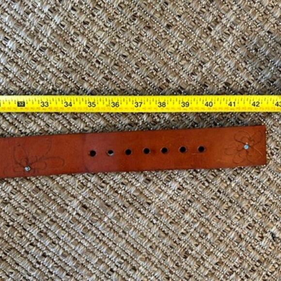 Vintage 2004 Red Monkey Designs Leather Belt - Size 36 - Turquoise & Floral main image 5